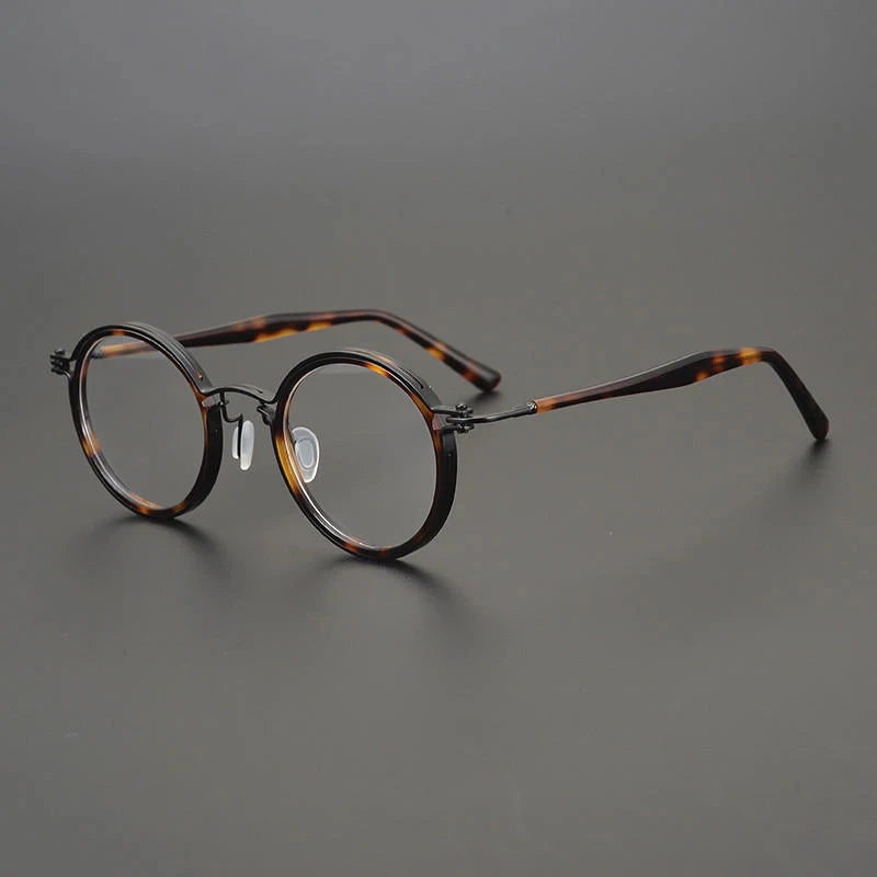 Ultra-Light Pure Titanium Vintage Round Optical Glasses Frame - C1