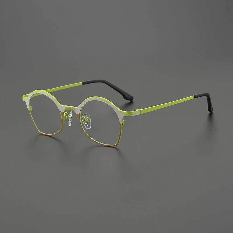 Titanium Matte Panto Prescription Eyeglasses | Ultra-Light Optical Frame for Rx Lenses – CINILY UK - Yellow