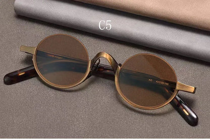 Retro Oval Polarised Sunglasses | Titanium Frame | Dark Brown additional product view