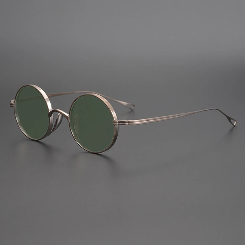 Ultra-Light Pure Titanium Polarised Vintage Small Round Sunglasses - Bronze