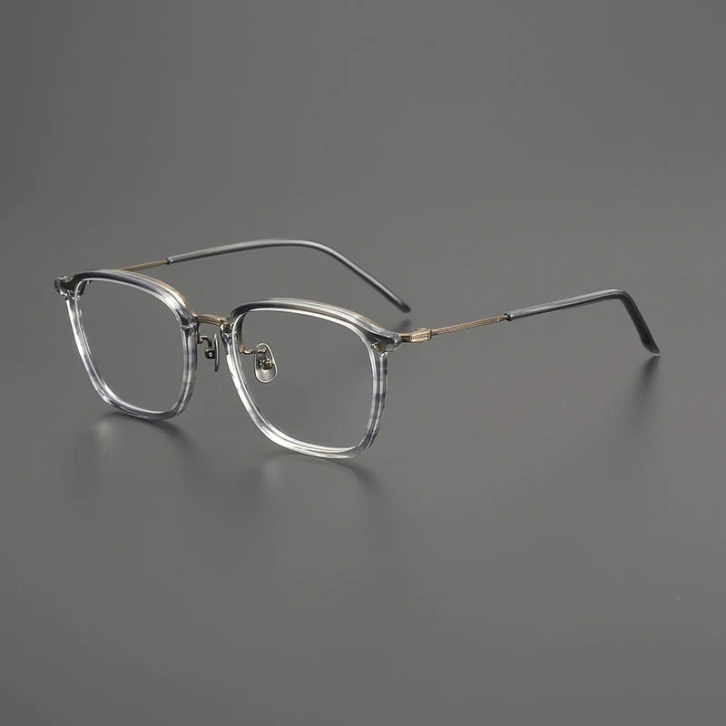 Titanium Geometric Square Prescription Eyeglasses | Ultra-Light Designer Rx Glasses – CINILY UK - Grey
