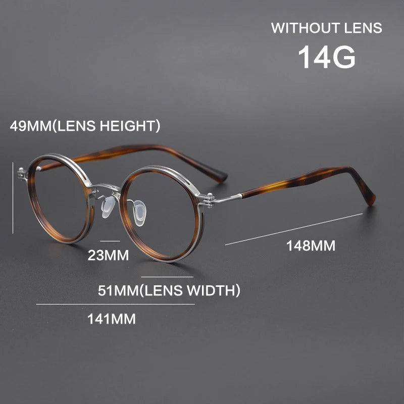 Ultra-Light Pure Titanium Vintage Round Optical Glasses Frame lens detail