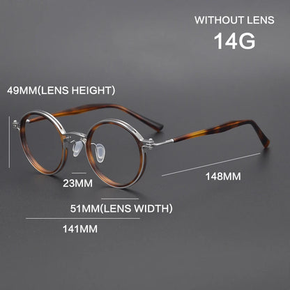 Ultra-Light Pure Titanium Vintage Round Optical Glasses Frame lens detail