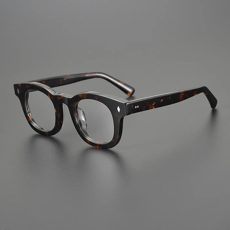 Acetate Chunky Round Eyeglasses | Bold Retro Optical Frames – CINILY UK - Tortoise
