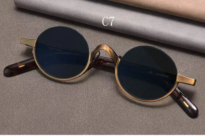 Retro Oval Polarised Sunglasses | Titanium Frame | Dark Brown additional product view