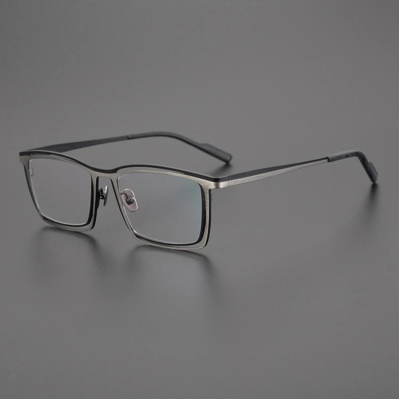 Titanium Electric Blue Square Prescription Eyeglasses | Bold Lightweight Rx Glasses – CINILY UK - Black