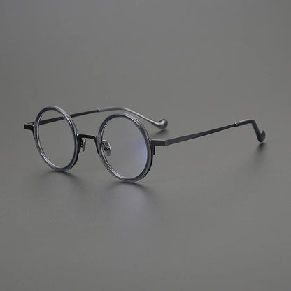Titanium Amber Round Prescription Eyeglasses | Ultra-Light Optical Frame for Rx Lenses – CINILY UK frame detail