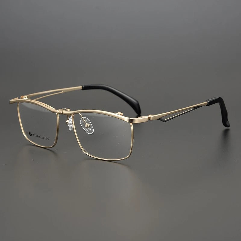 Titanium Flip-Up Square Prescription Eyeglasses | Lightweight Functional Rx Glasses – CINILY UK - Gold