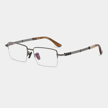 Titanium Horn-Accent Square Eyeglasses