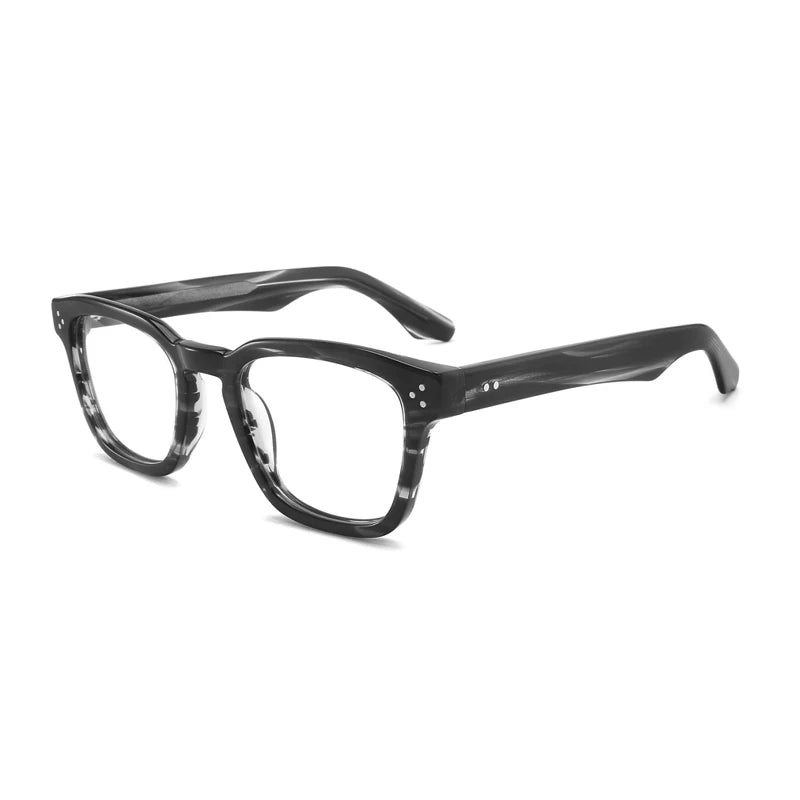Vintage Handmade Square Acetate Glasses Frame Lightweight - Black-grey