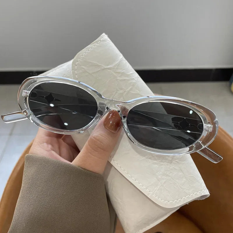 Plastic Cream Oval UV400 Sunglasses