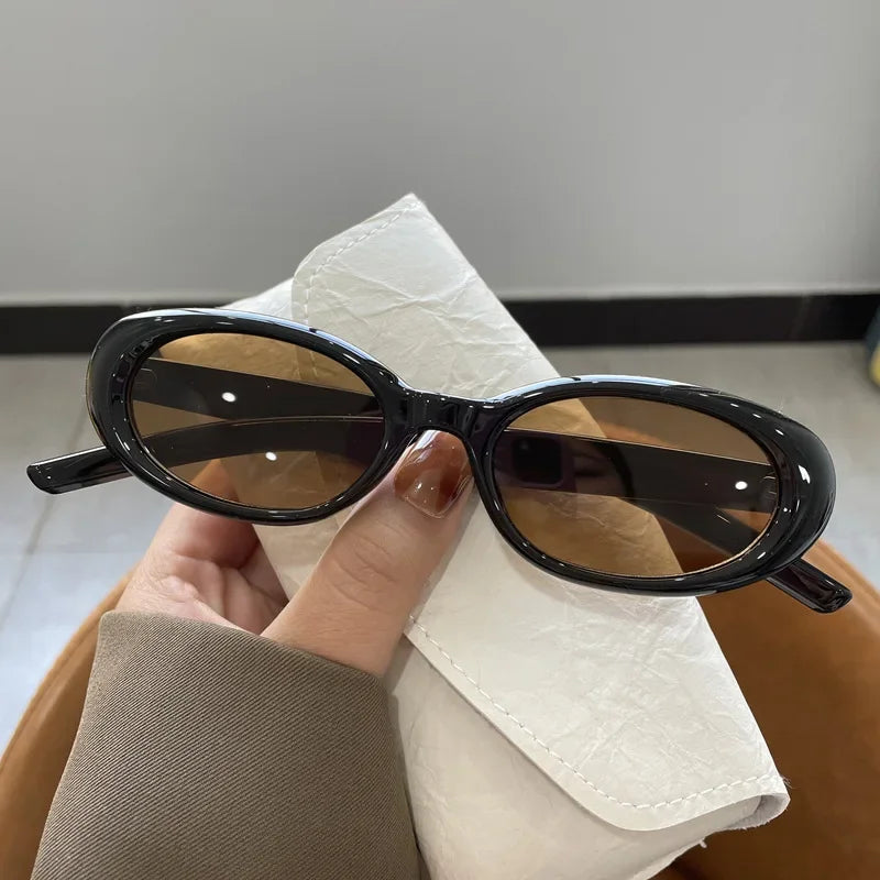 Cream Oval UV400 Sunglasses | Retro Women’s Fashion Shades – CINILY UK - Brown