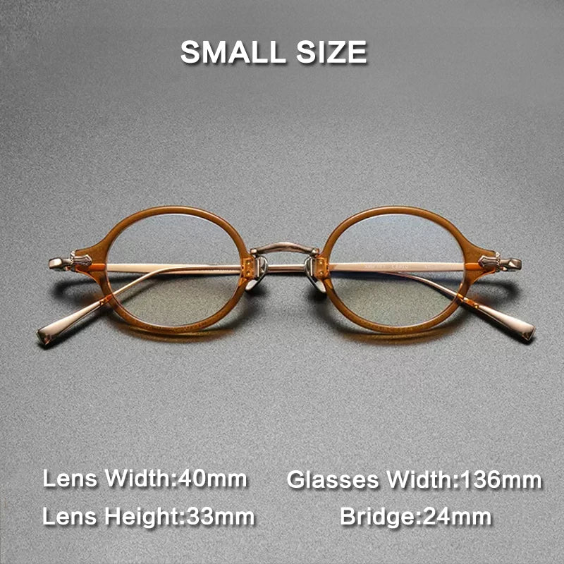 Ultra-Light Acetate and Titanium Retro Round Small Optical Glasses Frame