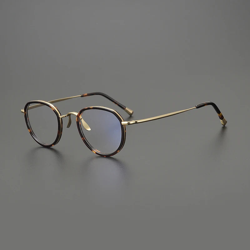 Titanium Olive Crystal Round Prescription Eyeglasses | Handmade Optical Frame for Rx Lenses – CINILY UK - Tortoise