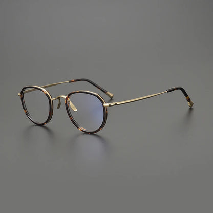 Titanium Olive Crystal Round Prescription Eyeglasses | Handmade Optical Frame for Rx Lenses – CINILY UK lens detail