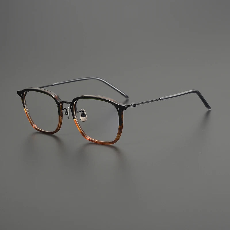 Titanium Geometric Square Prescription Eyeglasses | Ultra-Light Designer Rx Glasses – CINILY UK - Amber