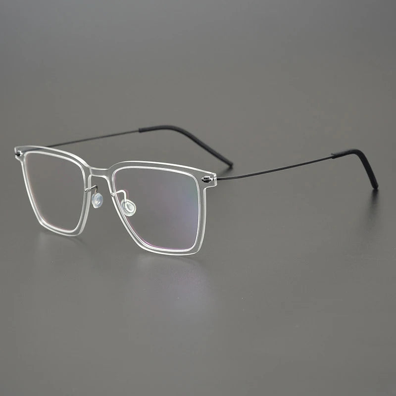 Transparent Titanium Square Eyeglasses