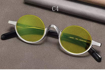 Retro Oval Polarised Sunglasses | Titanium Frame | Dark Brown additional product view