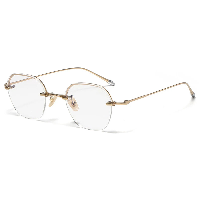 Titanium Rimless Geometric Prescription Eyeglasses | Ultra-Light Optical Frame for Rx Lenses – CINILY UK - Gold