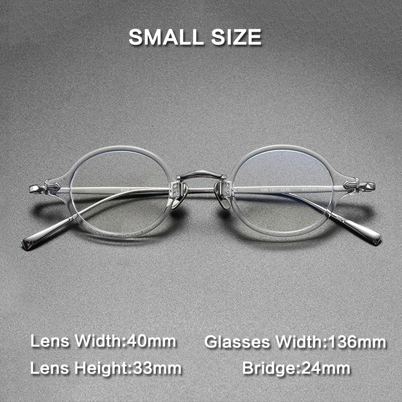 Ultra-Light Acetate and Titanium Retro Round Small Optical Glasses Frame temple detail