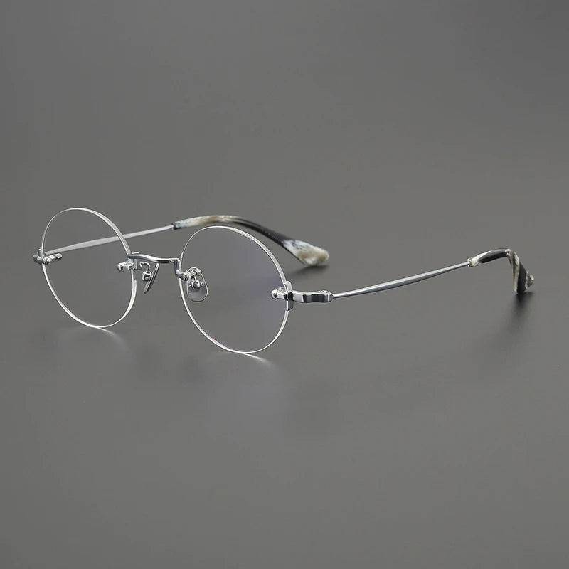 Handmade Titanium Rimless Round Prescription Eyeglasses | Ultra-Light Optical Frame for Rx Lenses – CINILY UK - silver
