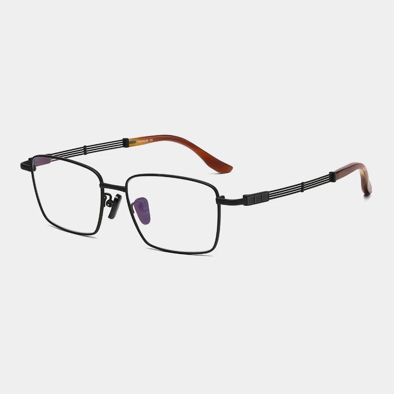 Titanium Wood-Accent Square Eyeglasses