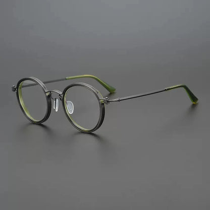 Ultra-Light Pure Titanium Vintage Round Optical Glasses Frame additional product view