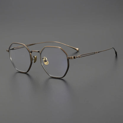 Japanese Titanium Blue Geometric Prescription Eyeglasses | Ultra-Light Optical Frame for Rx Lenses – CINILY UK lens detail