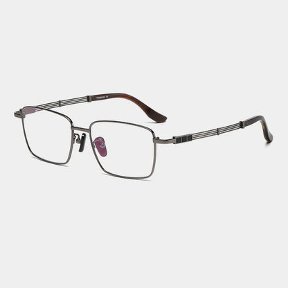 Titanium Wood-Accent Square Eyeglasses