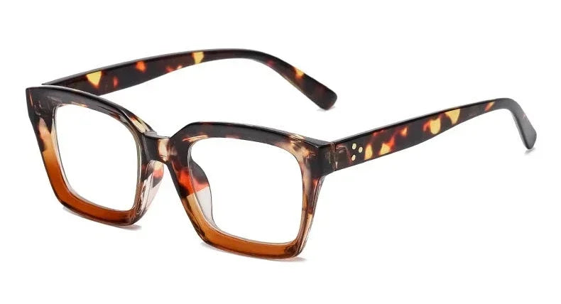 Plastic Titanium Bold Square Blue Light Reading Glasses