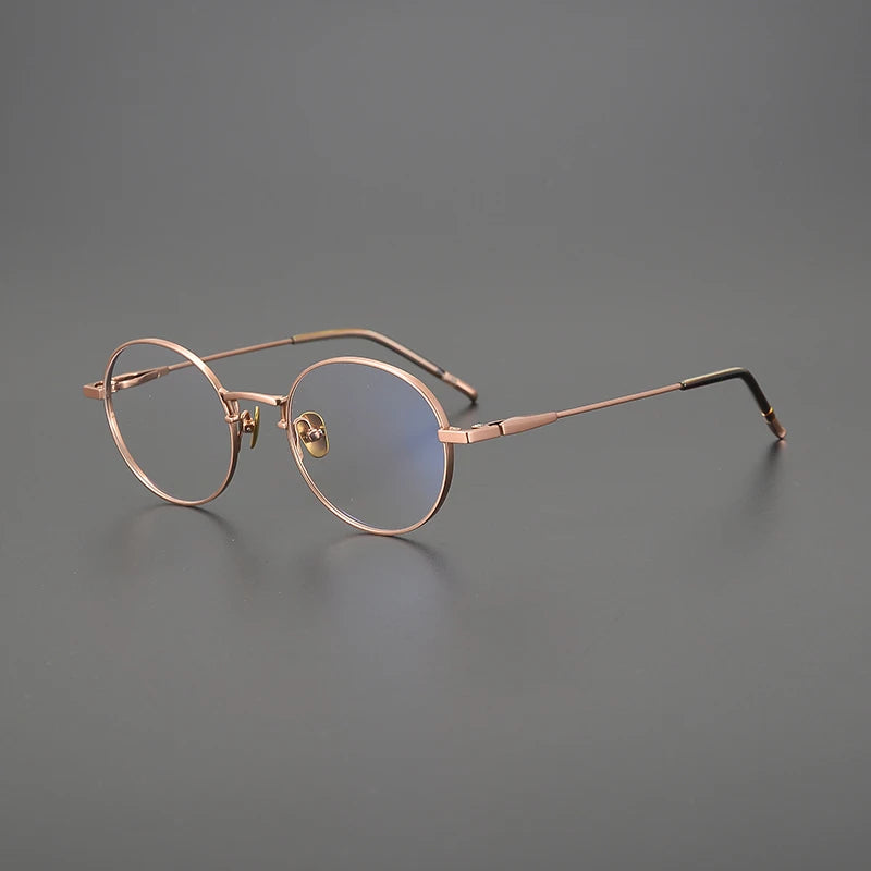 Korean Titanium Round Prescription Eyeglasses | Ultra-Light Optical Frame for Rx Lenses – CINILY UK - Rose Gold