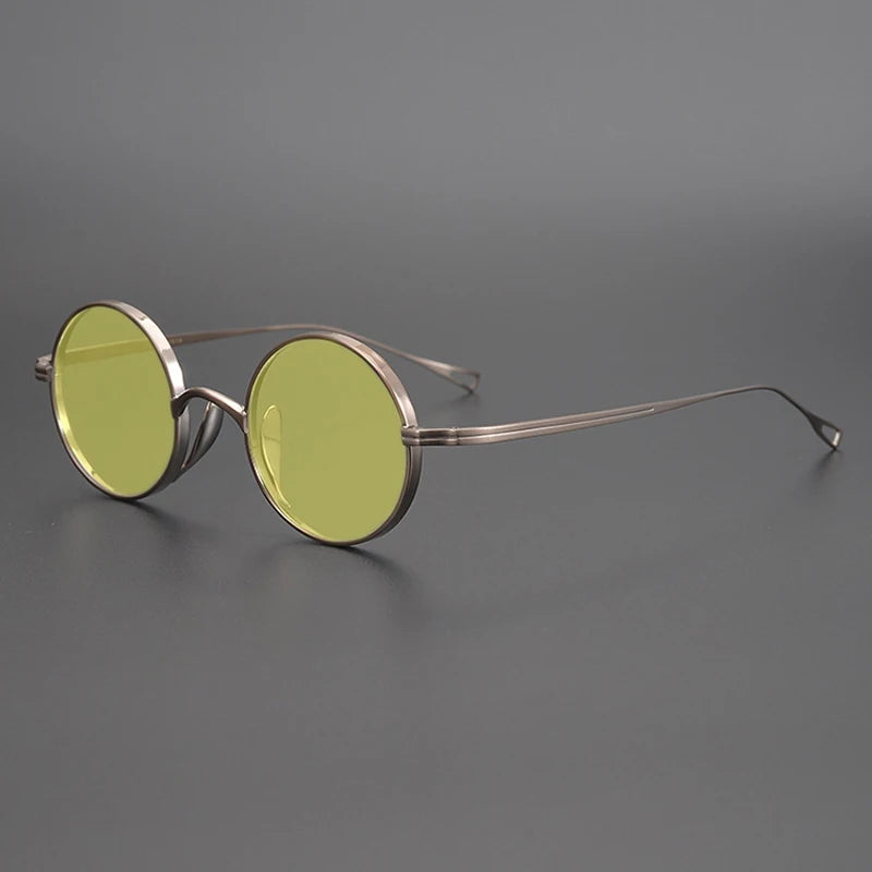 Ultra-Light Pure Titanium Polarised Vintage Small Round Sunglasses - Bronze