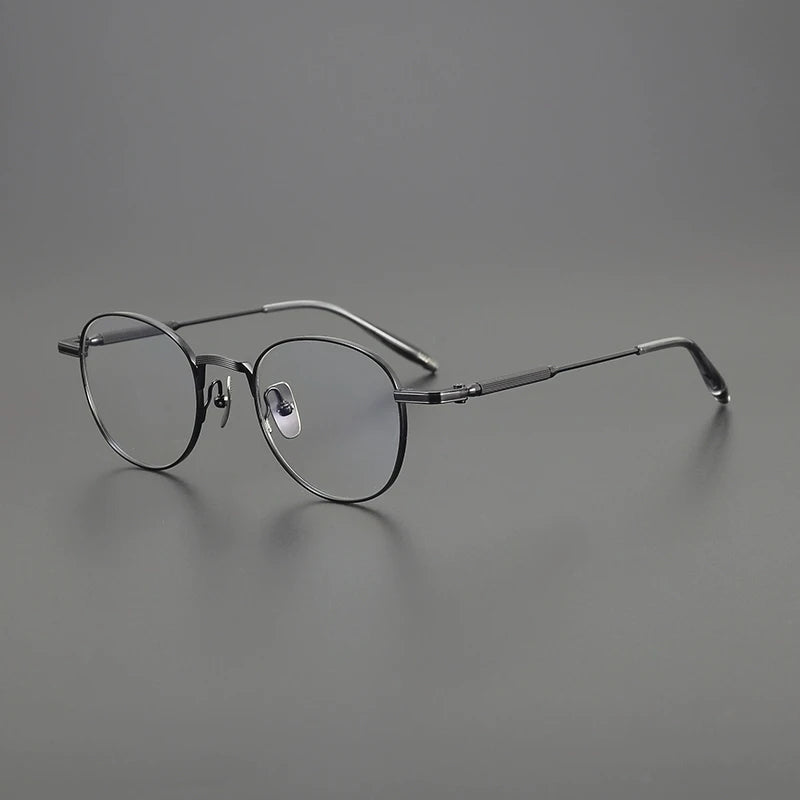 Titanium Minimalist Round Eyeglasses | Ultra-Light Retro Optical Frames – CINILY UK - Black