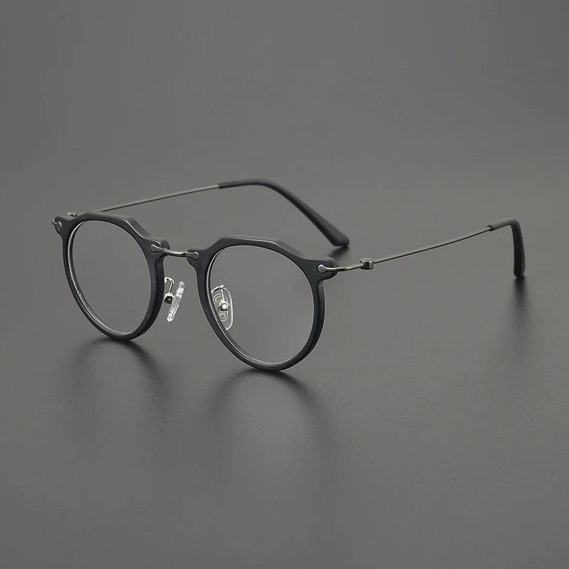 Titanium Crystal Panto Prescription Eyeglasses | Ultra-Light Optical Frame for Rx Lenses – CINILY UK - Black