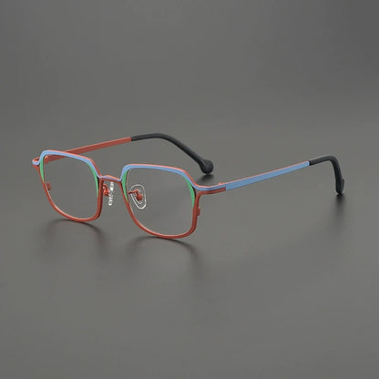 Titanium Colour-Outline Square Prescription Eyeglasses | Ultra-Light Designer Rx Glasses – CINILY UK temple detail