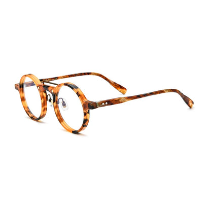Acetate Mosaic Round Prescription Eyeglasses | Retro Optical Frame for Rx Lenses – CINILY UK lens detail
