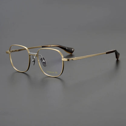Titanium Geometric Square Eyeglasses