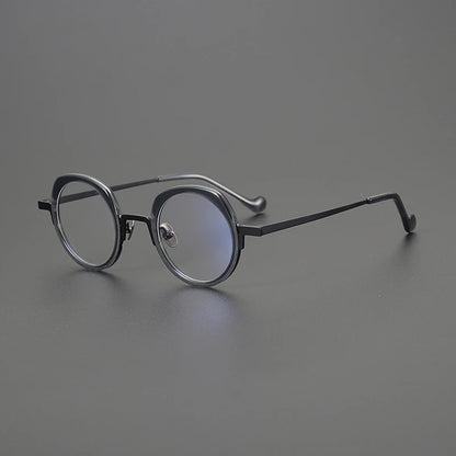 Titanium Colour-Accent Round Prescription Eyeglasses | Ultra-Light Designer Rx Glasses – CINILY UK front view