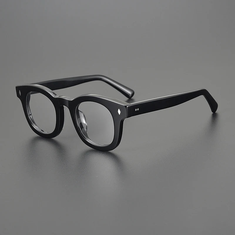Acetate Chunky Round Eyeglasses | Bold Retro Optical Frames – CINILY UK - Black