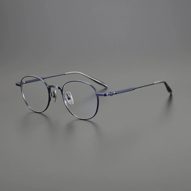Titanium Minimalist Round Eyeglasses | Ultra-Light Retro Optical Frames – CINILY UK - Blue