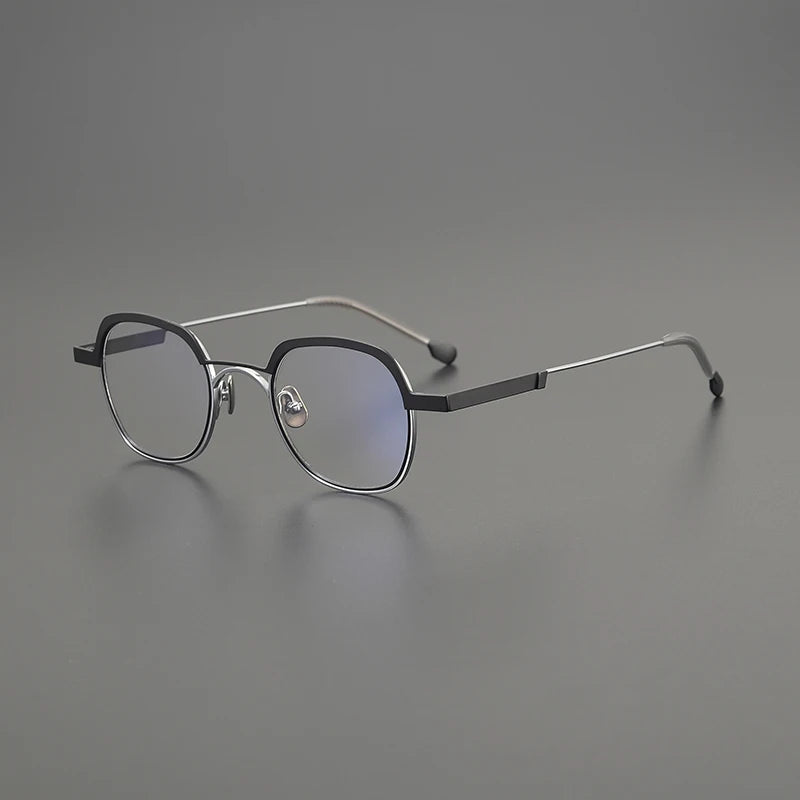 Titanium Mustard Geometric Prescription Eyeglasses | Ultra-Light Optical Frame for Rx Lenses – CINILY UK - Black