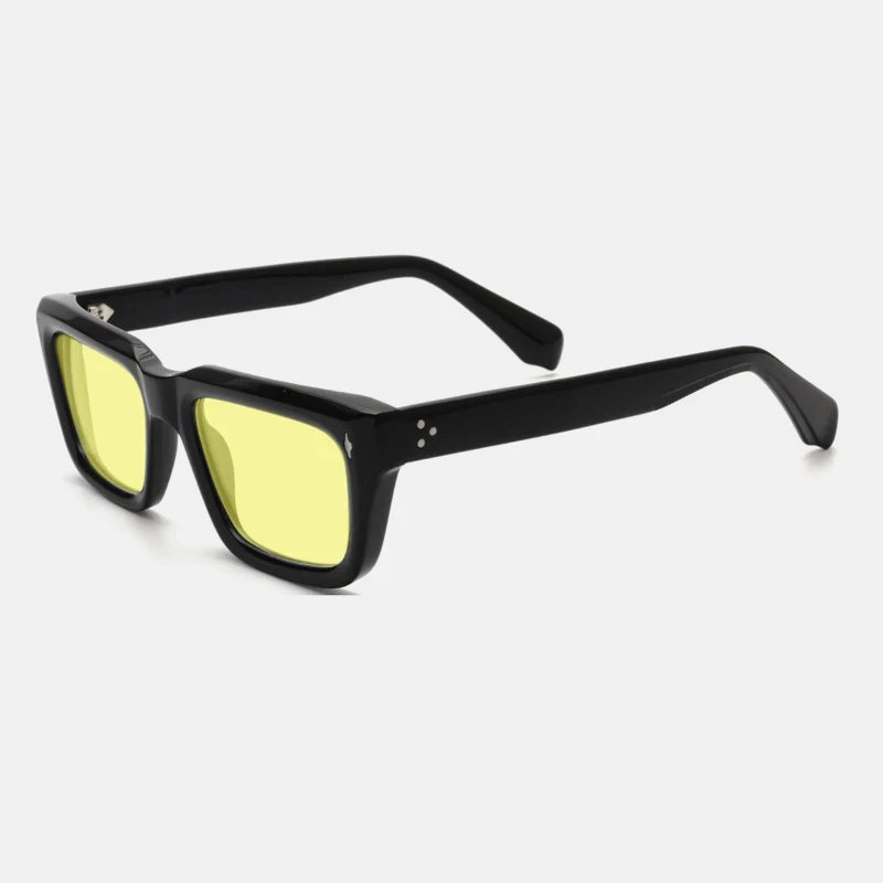 Vintage Thick Acetate Polarised Sunglasses | UV400 | Retro Square - Black