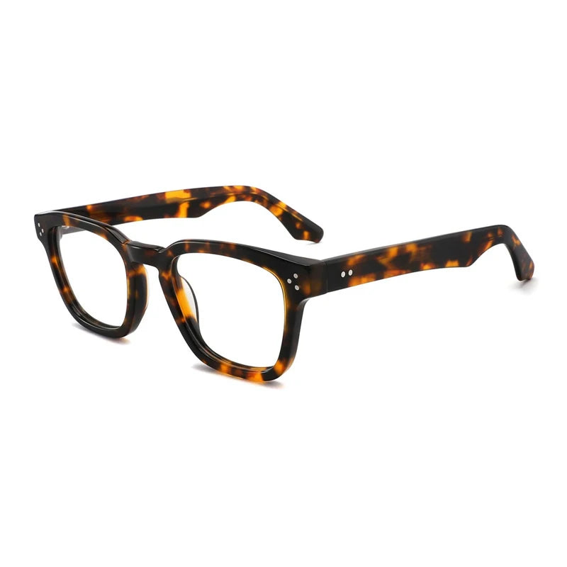 Vintage Handmade Square Acetate Glasses Frame Lightweight - Tortoise