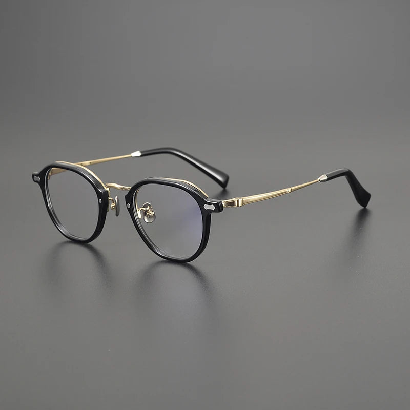 Titanium Marbled Round Prescription Eyeglasses