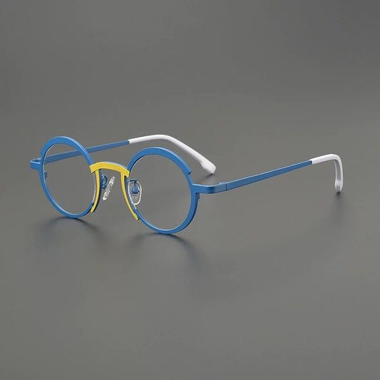 Titanium Colour-Block Round Prescription Eyeglasses | Lightweight Designer Rx Glasses – CINILY UK