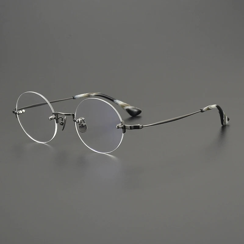 Handmade Titanium Rimless Round Prescription Eyeglasses | Ultra-Light Optical Frame for Rx Lenses – CINILY UK - GUNMETAL