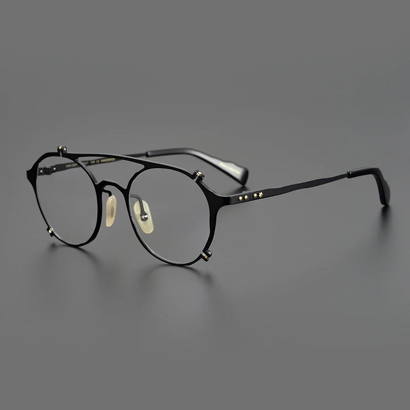 Japanese Titanium Browline Pilot Prescription Eyeglasses | Retro Optical Frame for Rx Lenses – CINILY UK - Black