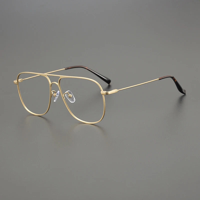 Titanium Oversized Pilot Eyeglasses | Ultra-Light Retro Optical Frames – CINILY UK - Gold