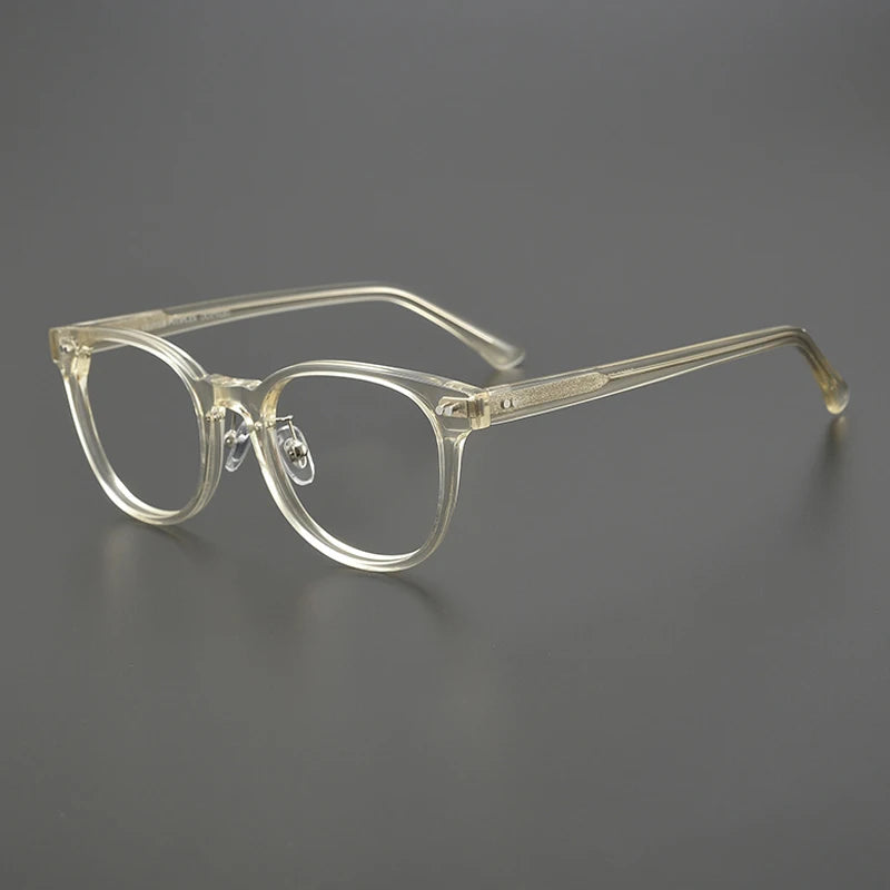 Acetate Crystal Green Round Prescription Eyeglasses | Stylish Retro Rx Glasses – CINILY UK - Yellow