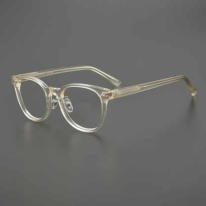 Acetate Crystal Green Round Prescription Eyeglasses | Stylish Retro Rx Glasses – CINILY UK frame detail